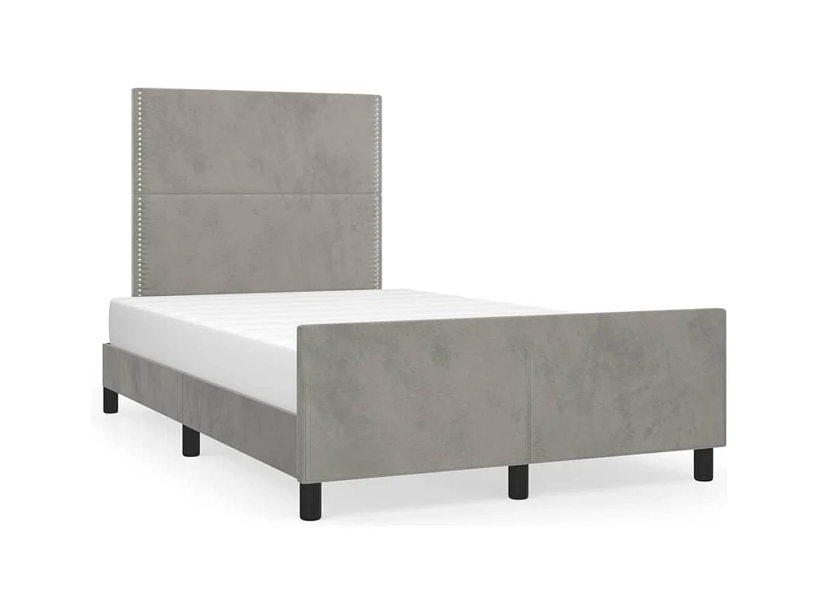 Estructura cama con cabecero terciopelo gris claro 120x190 cm