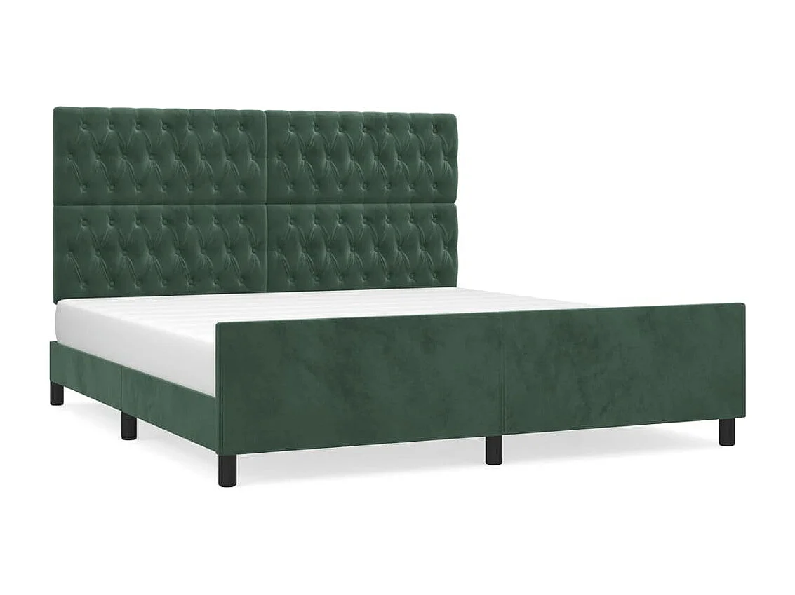 Estructura cama con cabecero terciopelo verde oscuro 180x200 cm