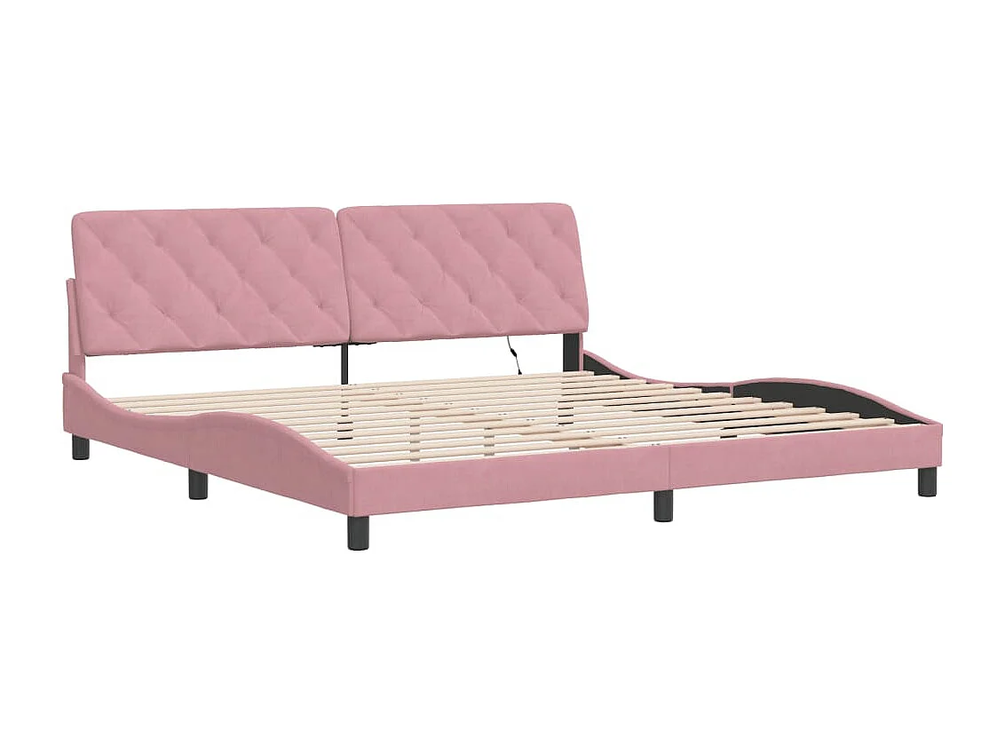 Cadre de lit avec lumières LED rose 200x200 cm velours