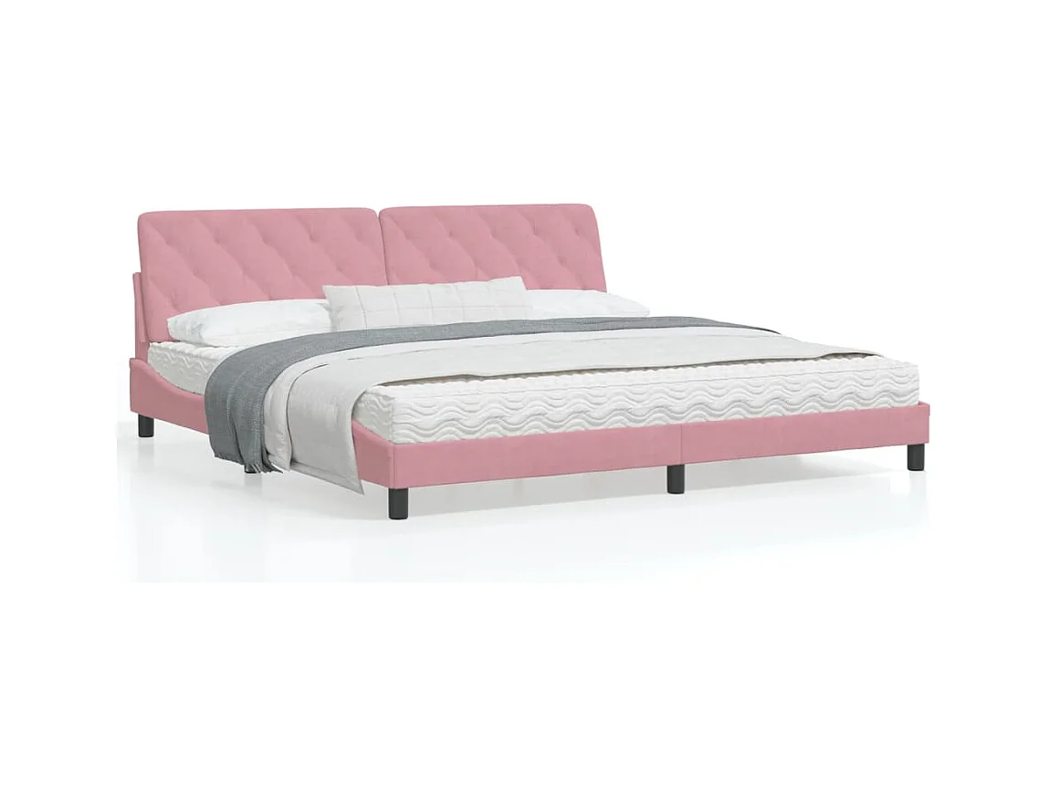 Estructura de cama con luces LED terciopelo rosa 200x200 cm