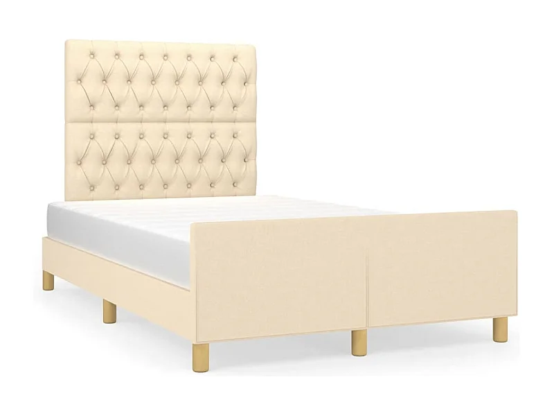 Estructura de cama con cabecero tela crema 120x190 cm