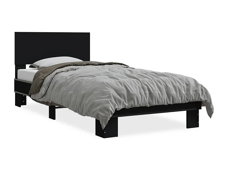 Estrutura de cama 75x190 cm derivados de madeira e metal preto