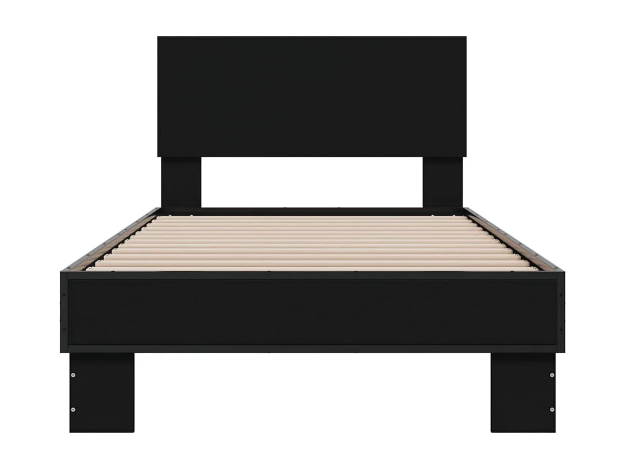 Estructura de cama madera de ingeniería y metal negra 75x190 cm