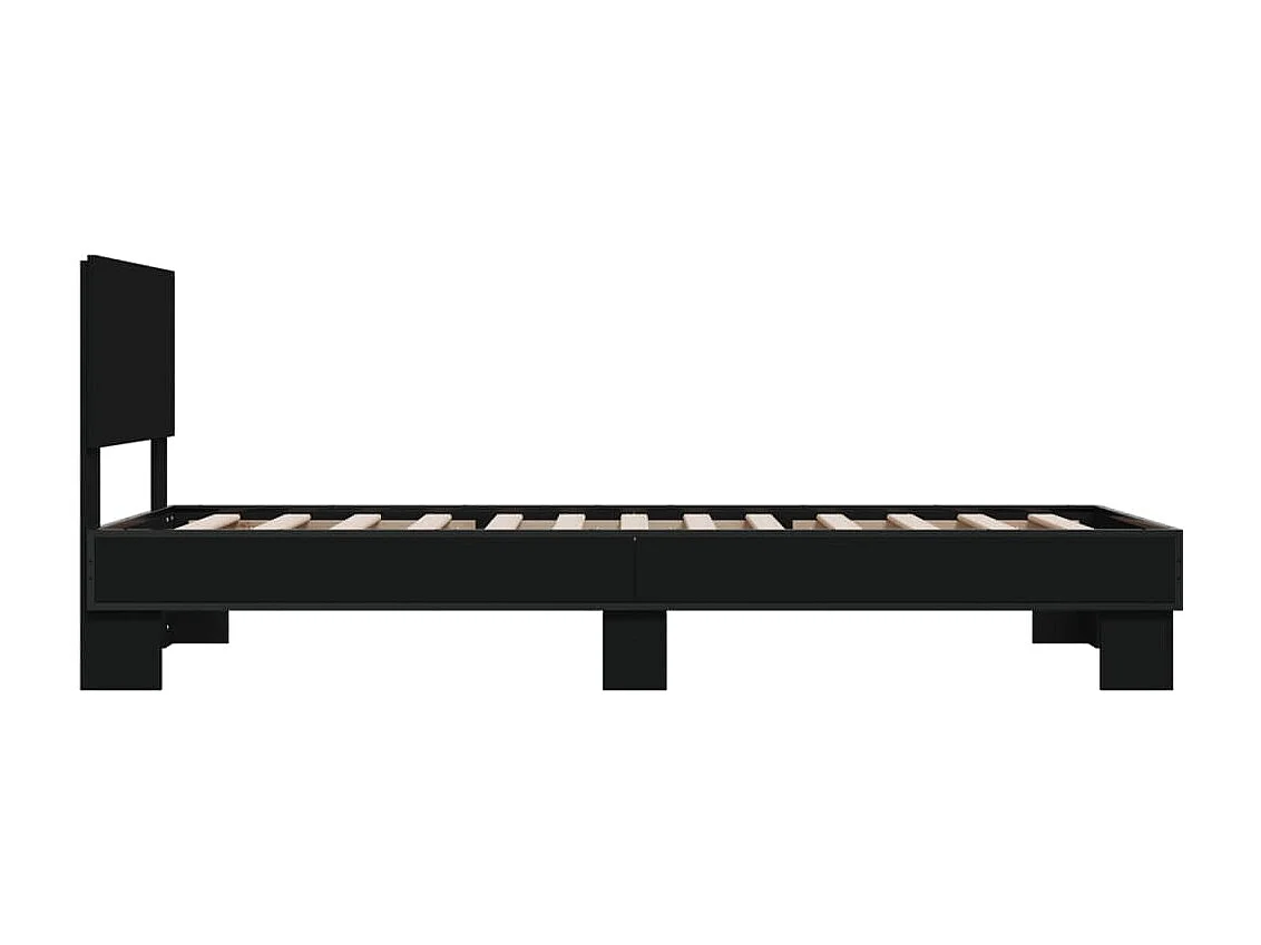 Estructura de cama madera de ingeniería y metal negra 75x190 cm