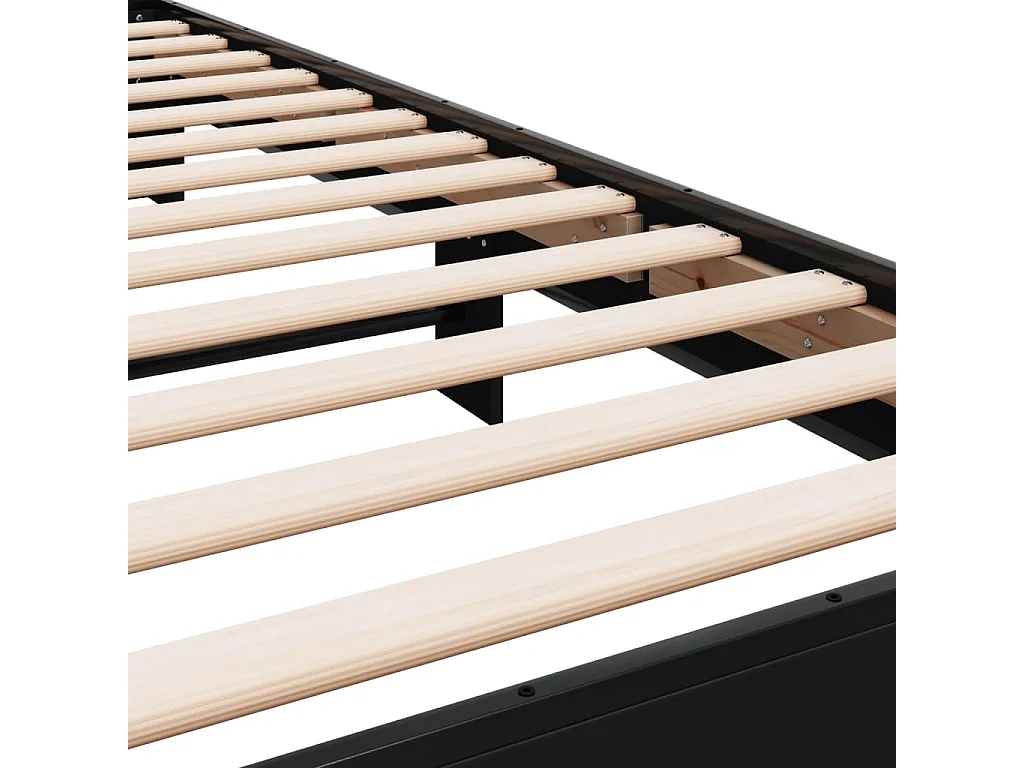 Estructura de cama madera de ingeniería y metal negra 75x190 cm