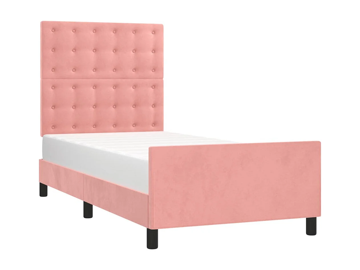 Estructura de cama con cabecero de terciopelo rosa 100x200 cm