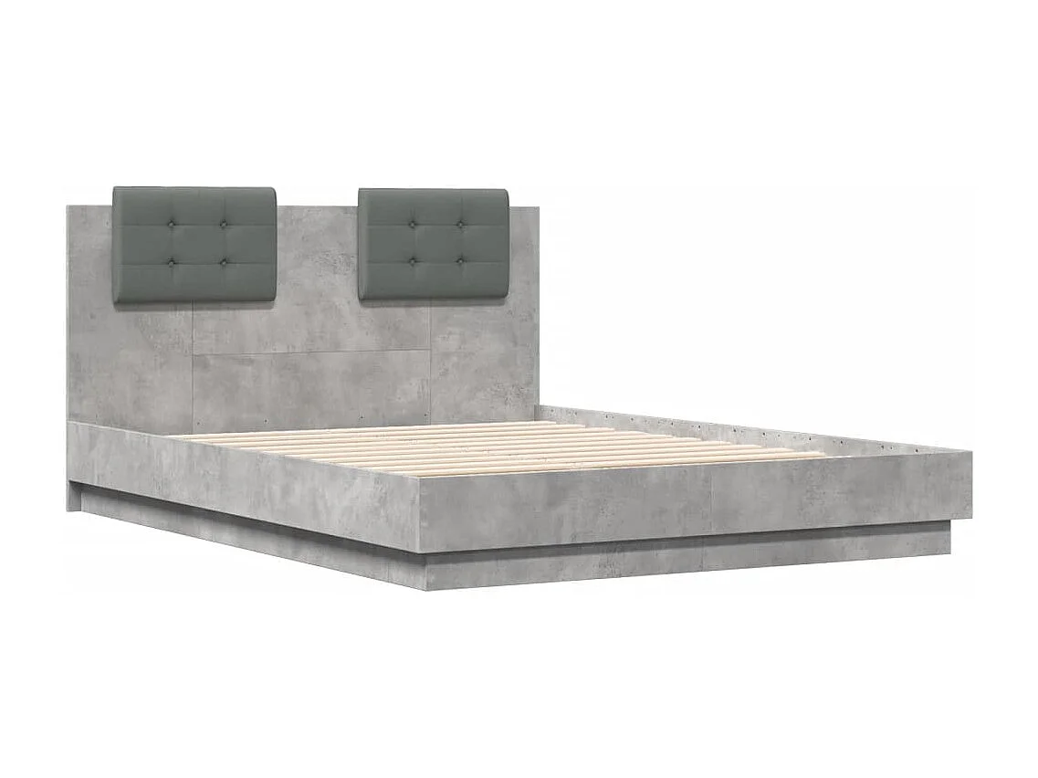 Cama con cabecero madera de ingeniería gris hormigón 120x190 cm