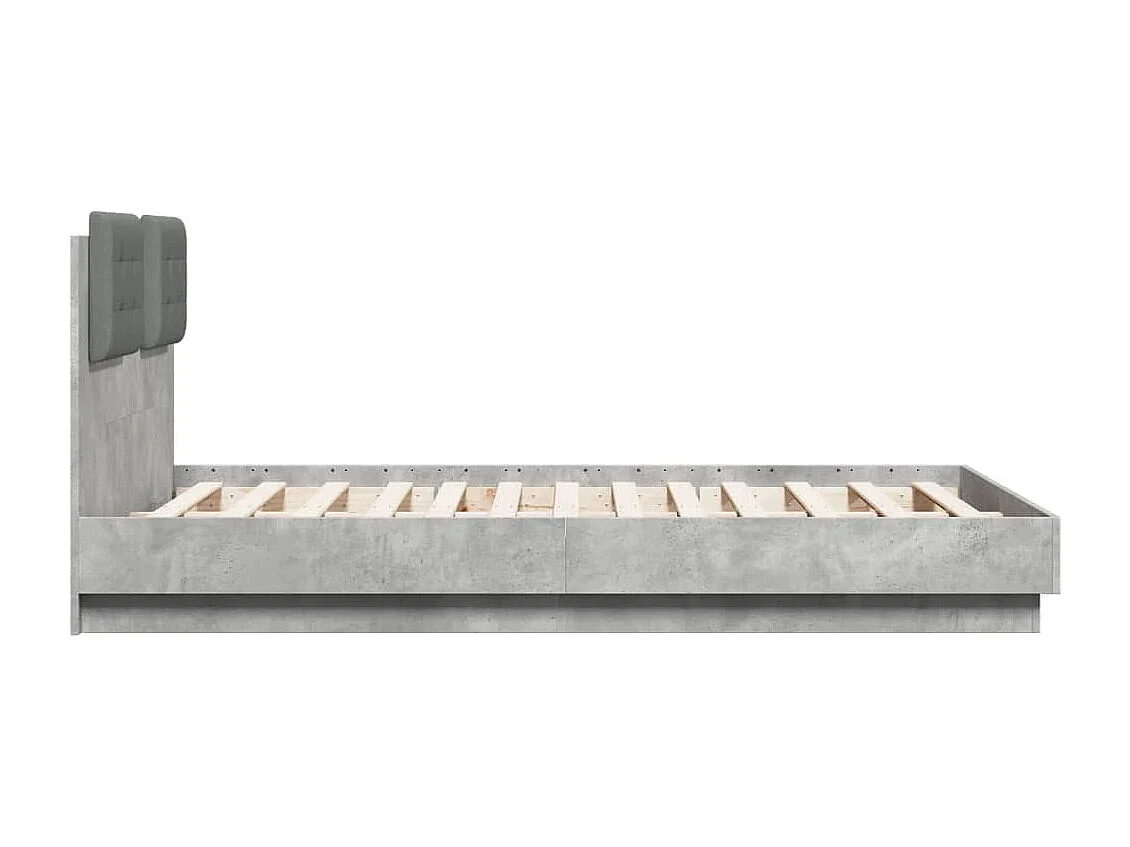 Cama con cabecero madera de ingeniería gris hormigón 120x190 cm