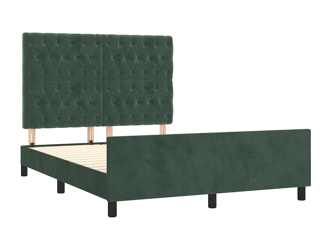 Estrutura de cama c/ cabeceira 140x200 cm veludo verde-escuro