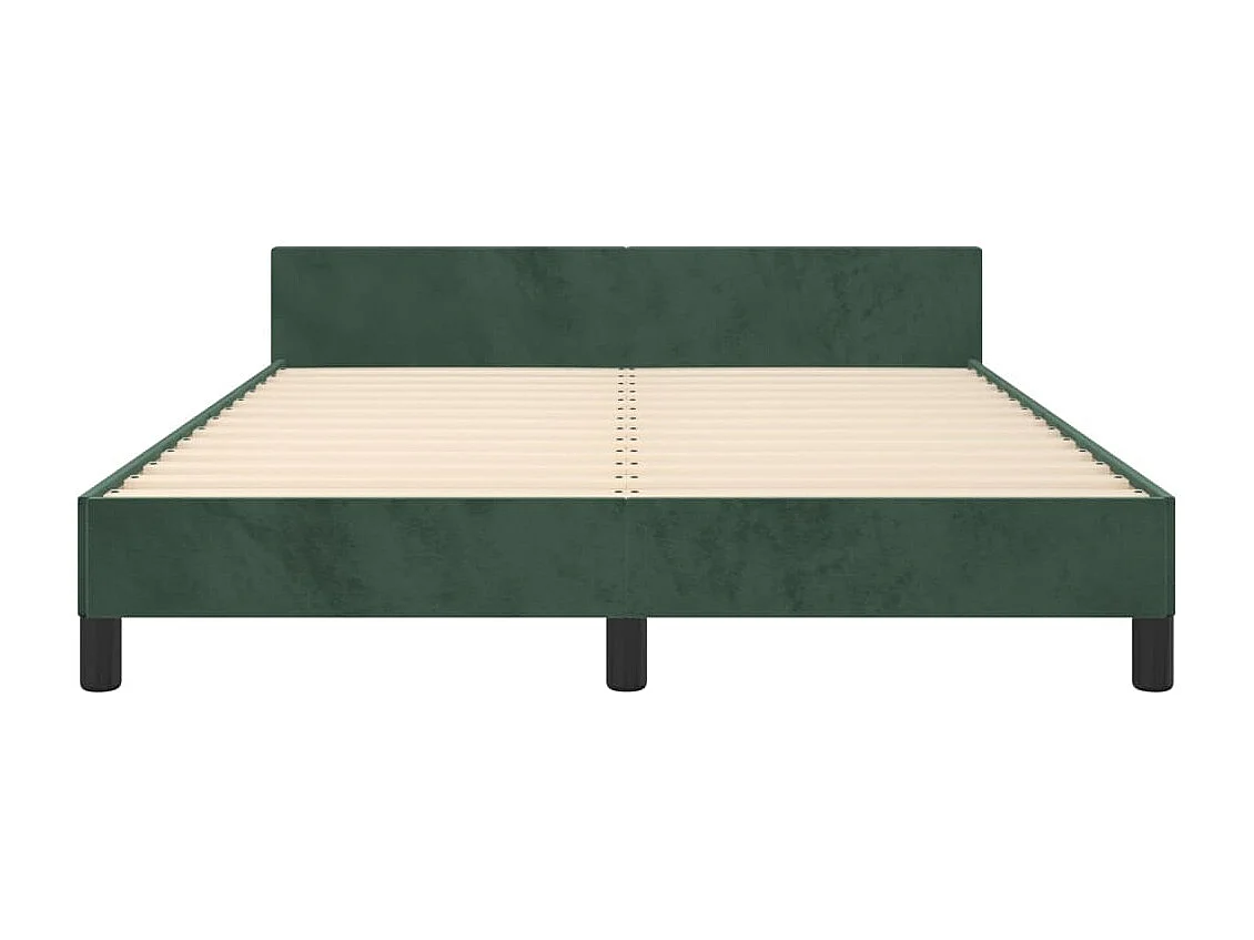 Estrutura de cama c/ cabeceira 140x200 cm veludo verde-escuro