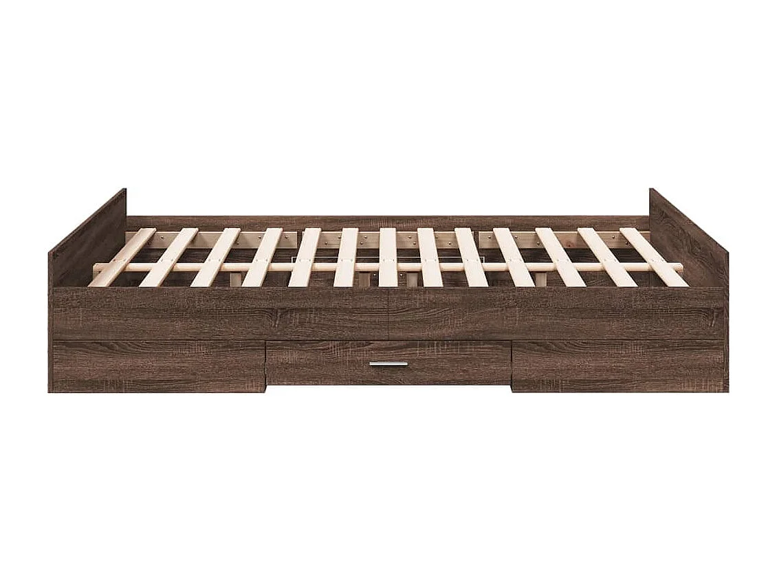 Cama con cajones madera de ingeniería marrón roble 120x200 cm