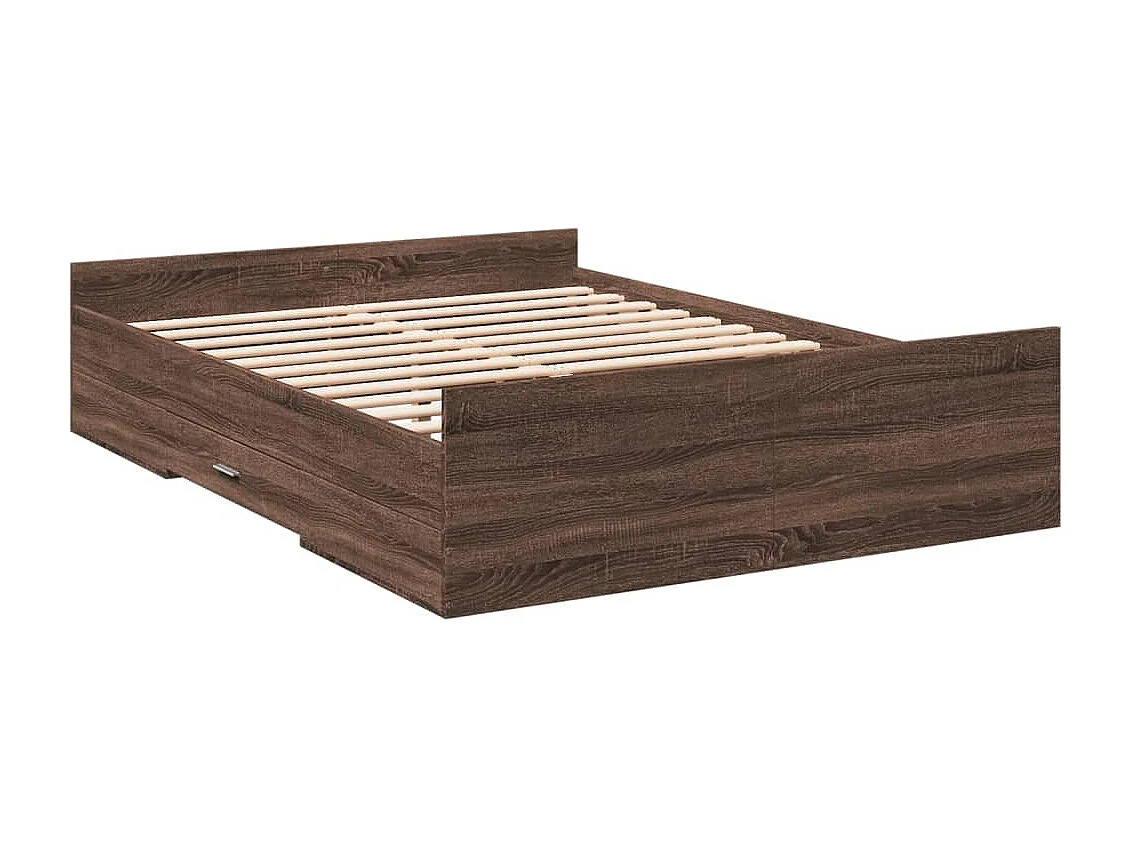 Cama con cajones madera de ingeniería marrón roble 120x200 cm