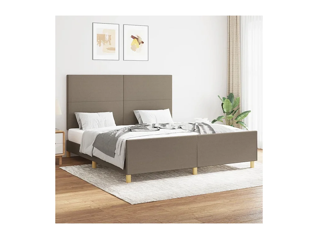 Cadre de lit avec tête de lit Taupe 160x200 cm Tissu