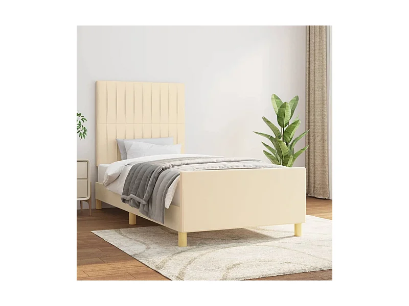 Cadre de lit avec tête de lit Crème 80x200 cm Tissu