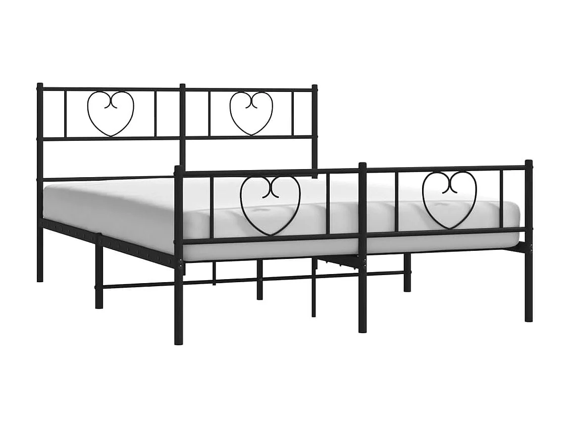 Estrutura de cama com cabeceira e pés 140x190 cm metal preto