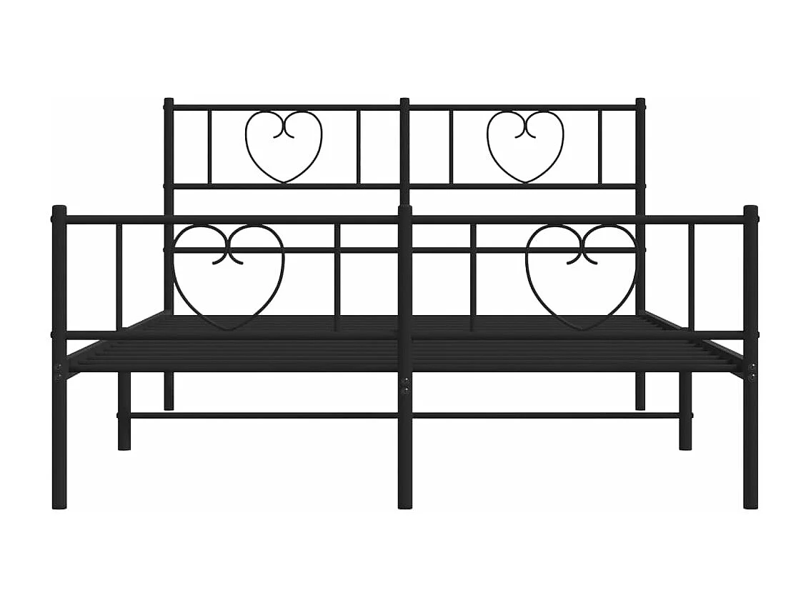 Estrutura de cama com cabeceira e pés 140x190 cm metal preto