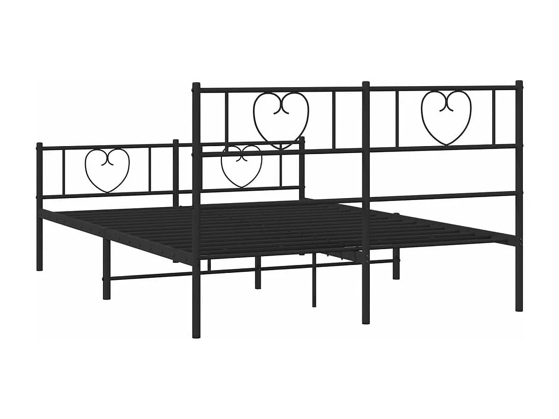 Estrutura de cama com cabeceira e pés 140x190 cm metal preto