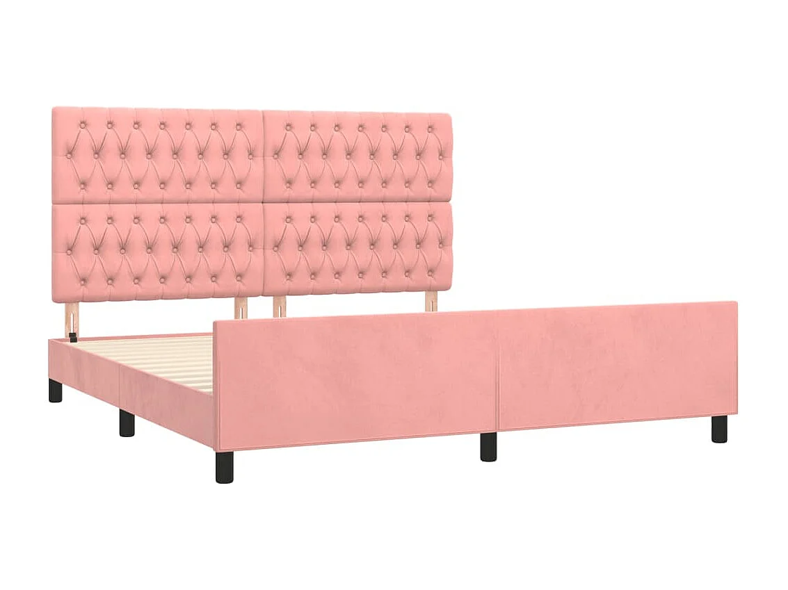 Estructura de cama con cabecero de terciopelo rosa 180x200 cm