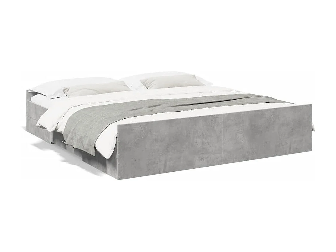 Cama con cajones madera ingeniería gris hormigón 180x200 cm