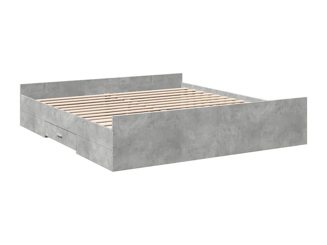 Cama con cajones madera ingeniería gris hormigón 180x200 cm