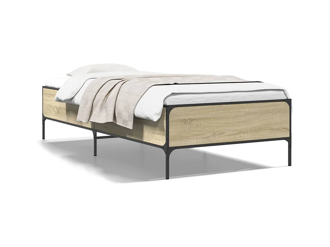 Cadre de lit chêne sonoma 75x190 cm bois d'ingénierie et métal