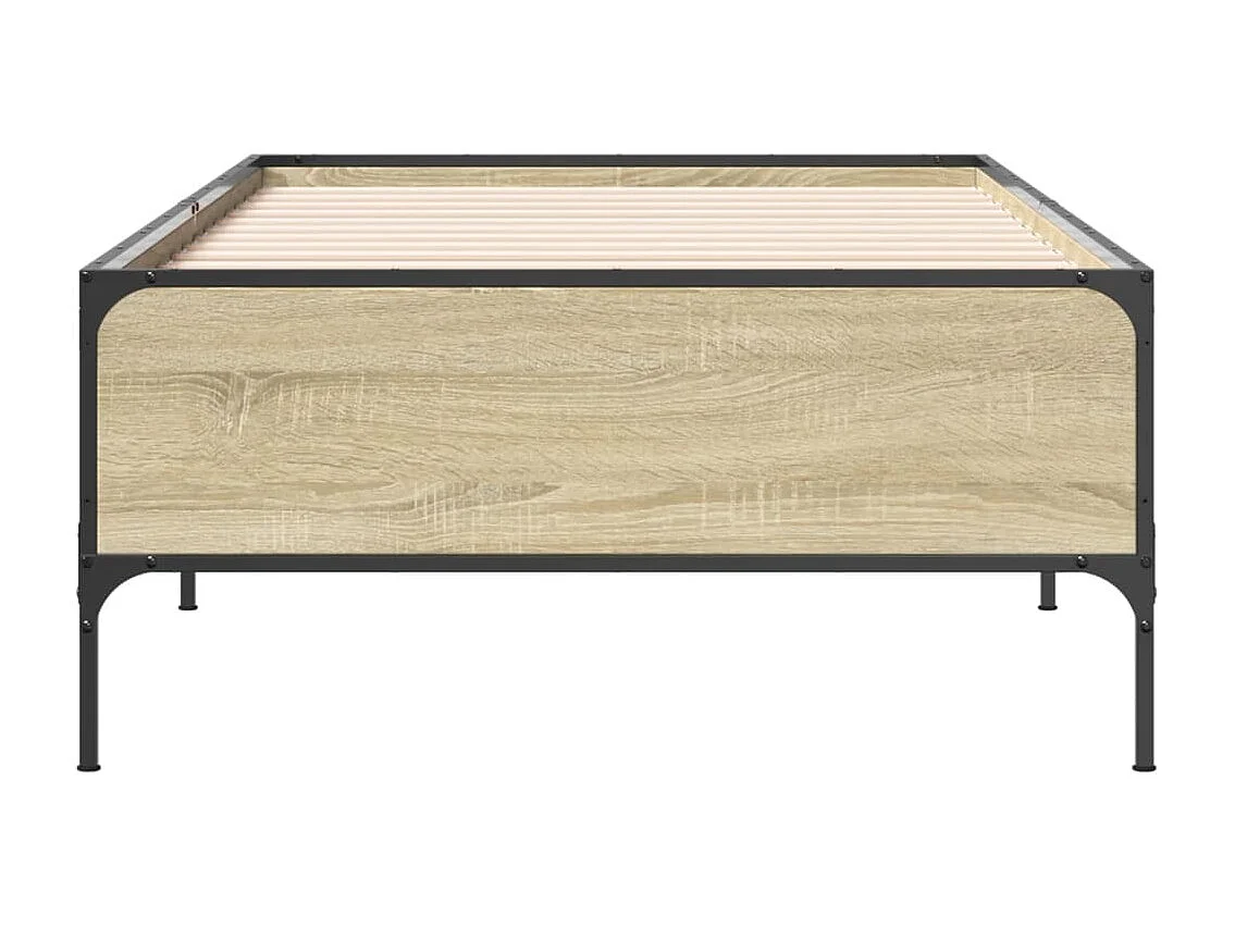 Estructura cama madera ingeniería metal roble Sonoma 75x190 cm