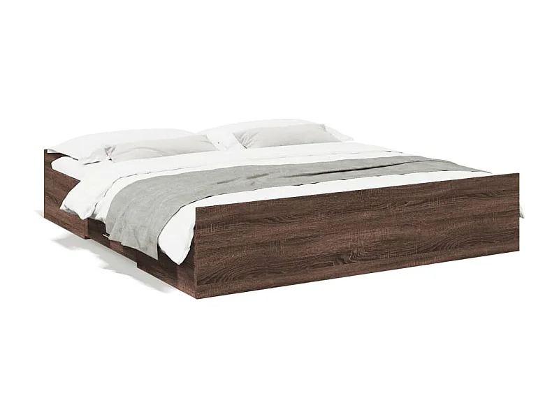 Cadre de lit avec tiroirs chêne marron 200x200 cm