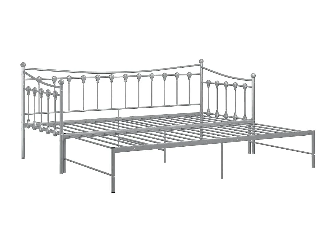 Cadre de canapé-lit extensible Gris Métal 90x200 cm