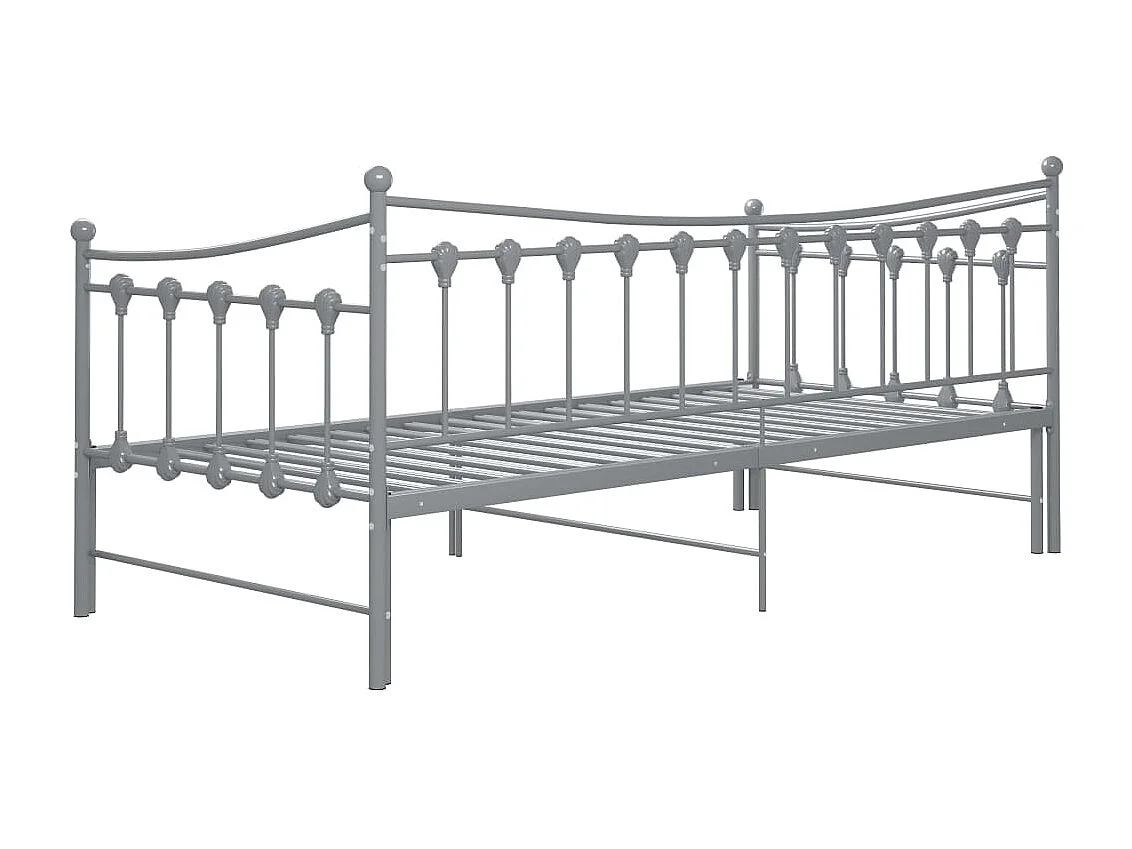 Cadre de canapé-lit extensible Gris Métal 90x200 cm