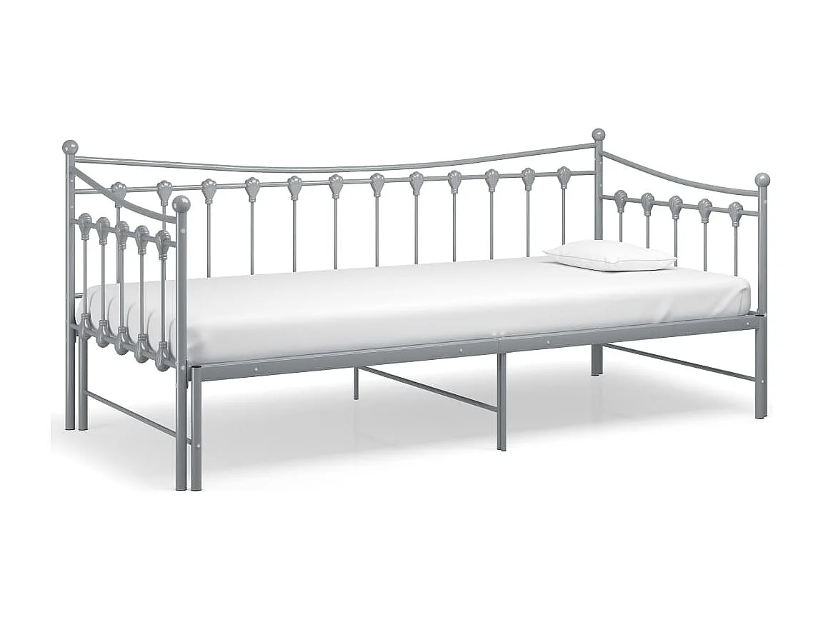 Cadre de canapé-lit extensible Gris Métal 90x200 cm