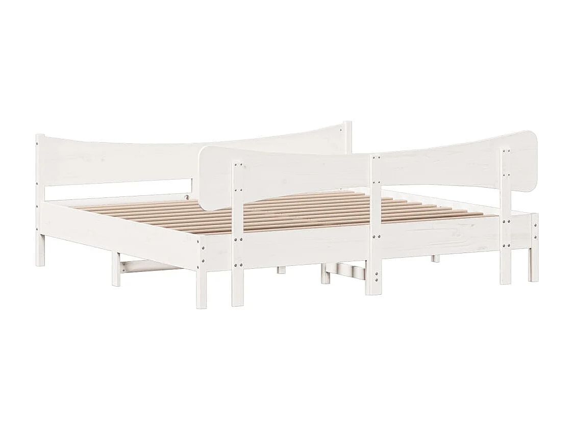Estructura cama cabecero madera maciza pino blanco 180x200 cm