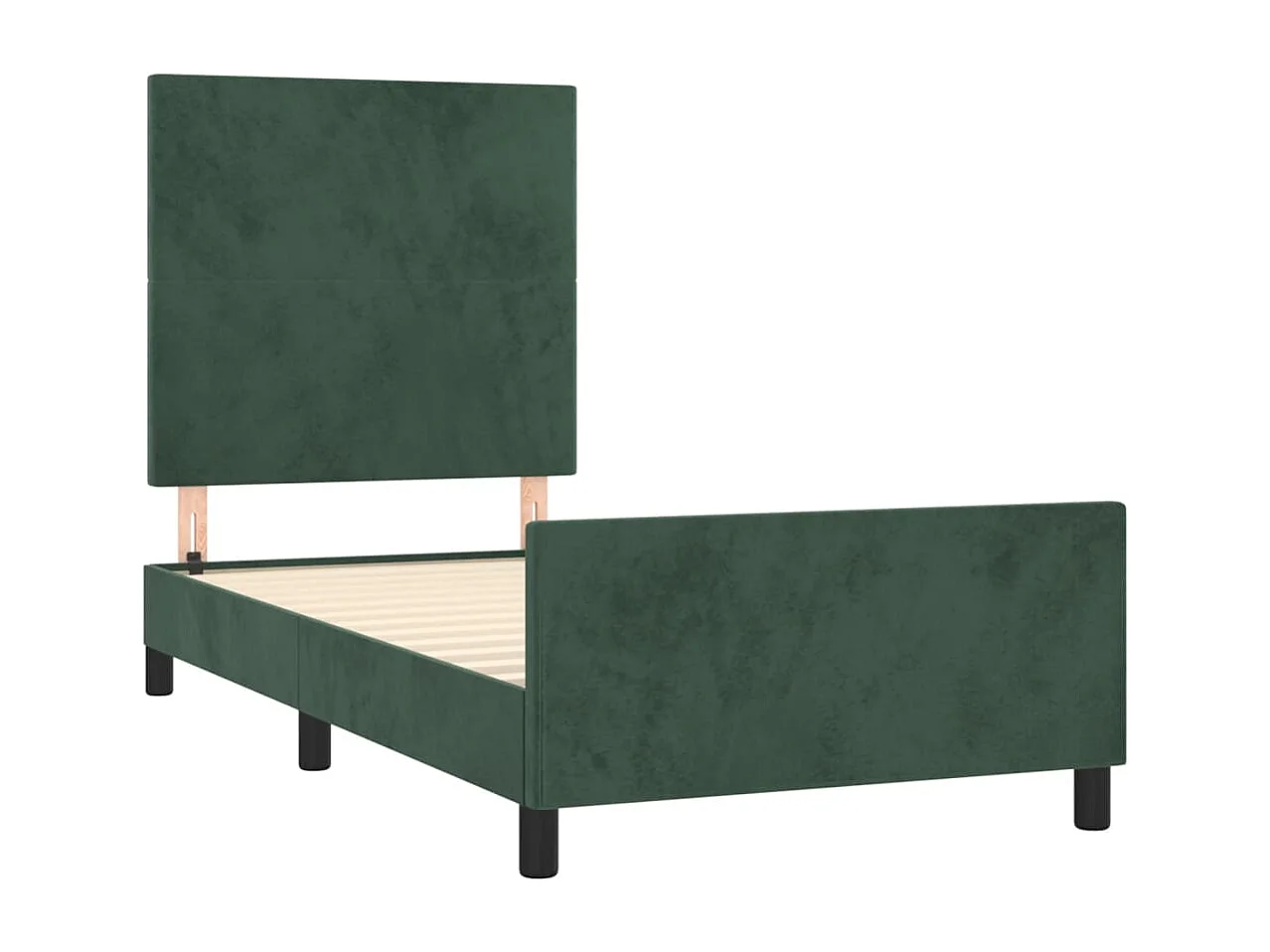 Estrutura de cama c/ cabeceira 90x190 cm veludo verde-escuro