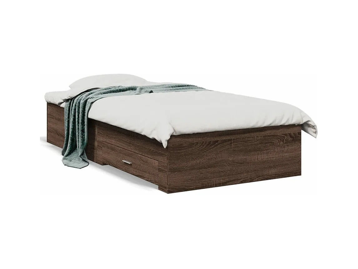 Cadre de lit et tiroirs chêne marron 90x200cm bois d'ingénierie
