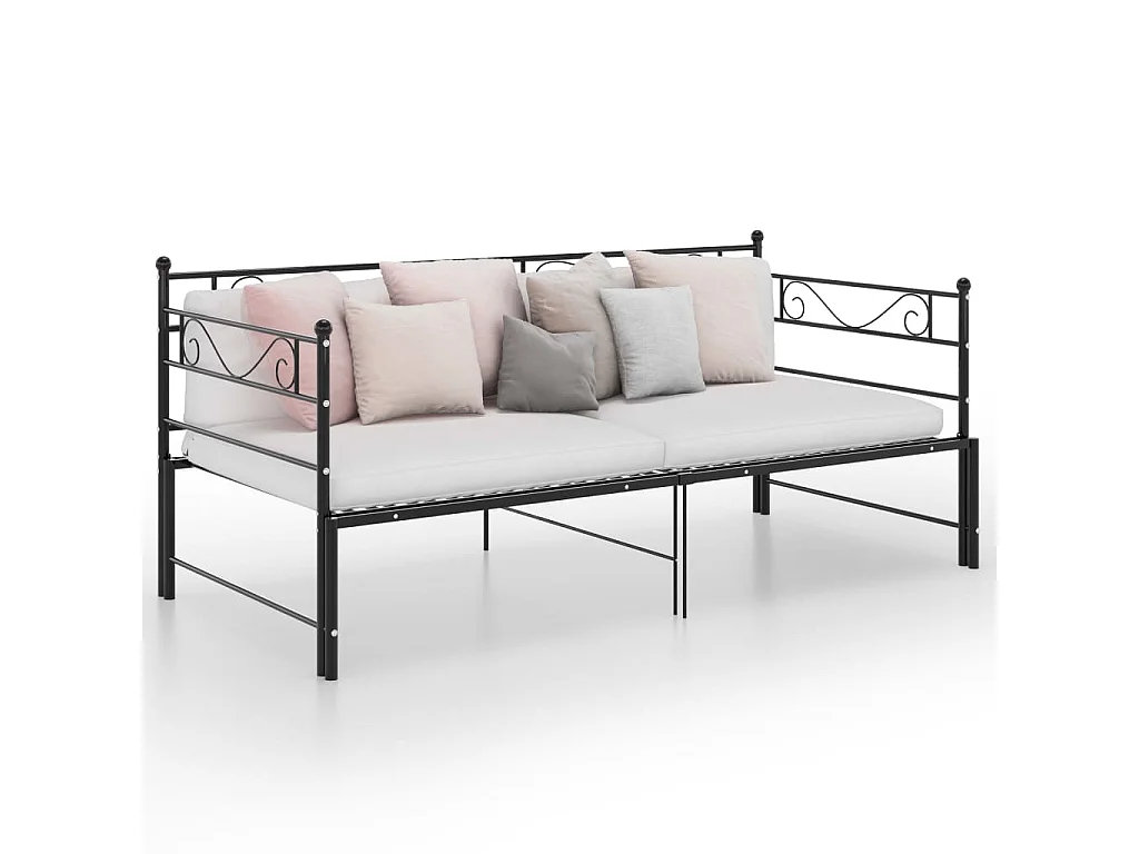 Estrutura sofá-cama de puxar 90x200 cm metal preto