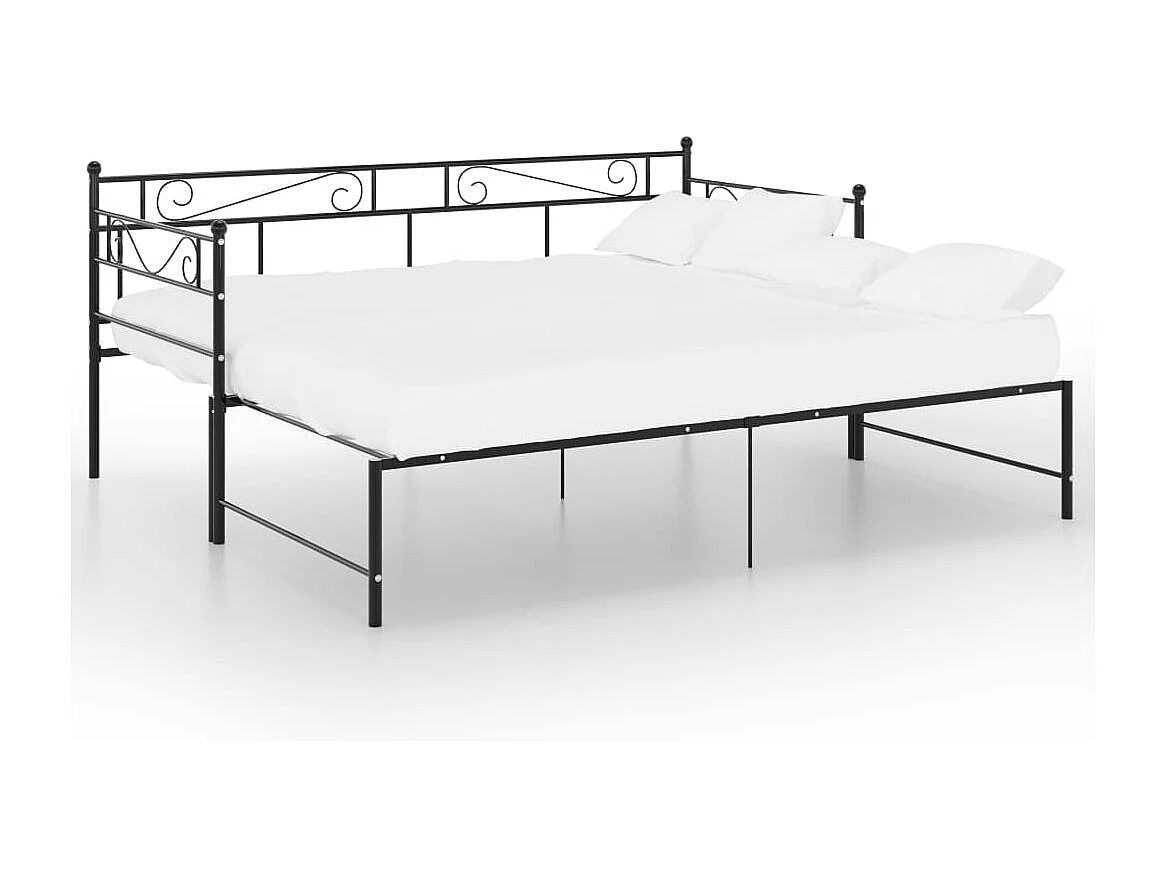 Cadre de canapé-lit extensible Noir Métal 90x200 cm