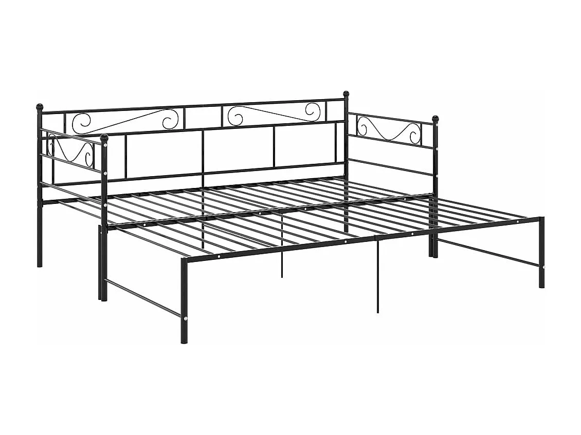 Cadre de canapé-lit extensible Noir Métal 90x200 cm