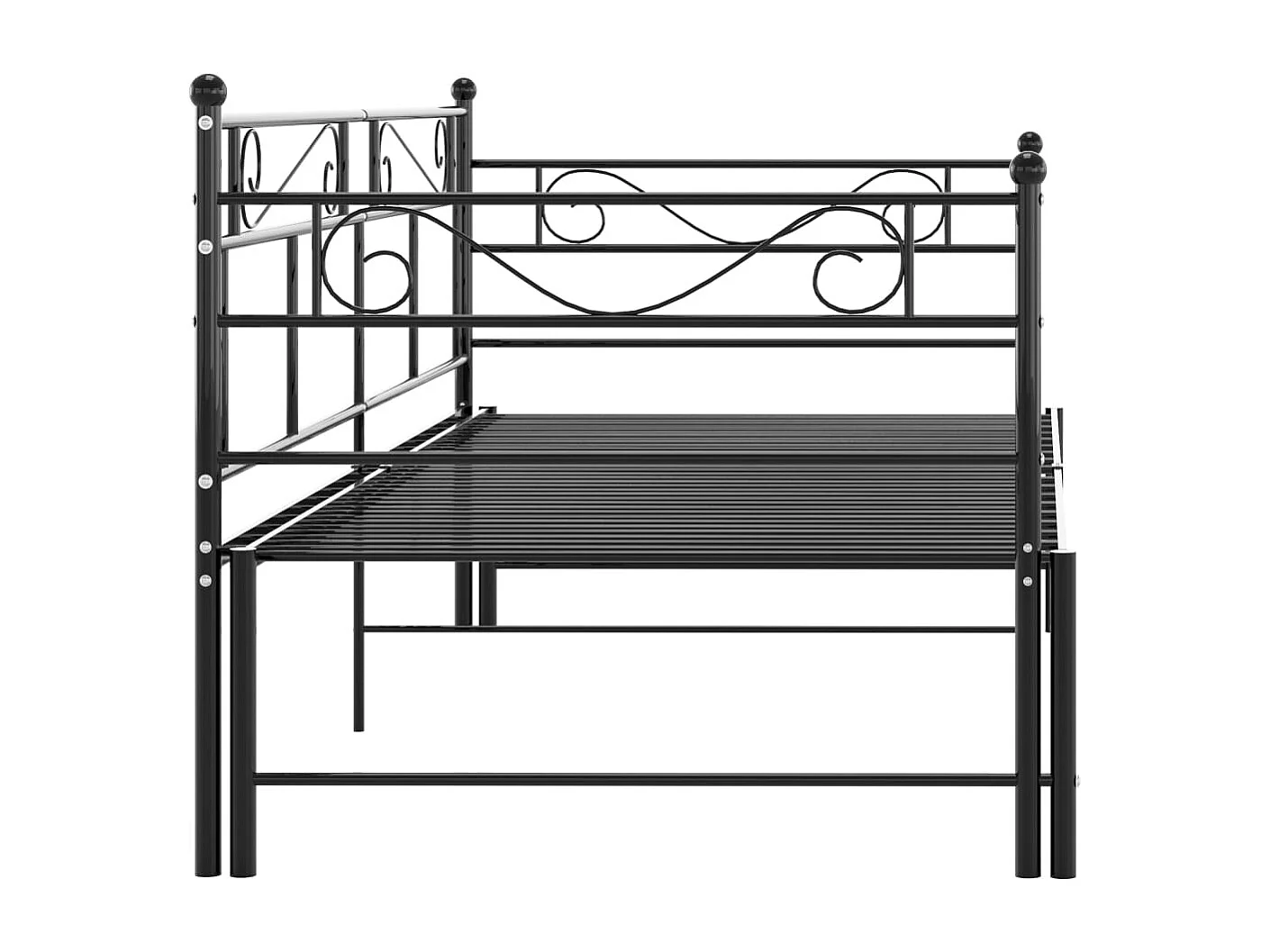 Cadre de canapé-lit extensible Noir Métal 90x200 cm