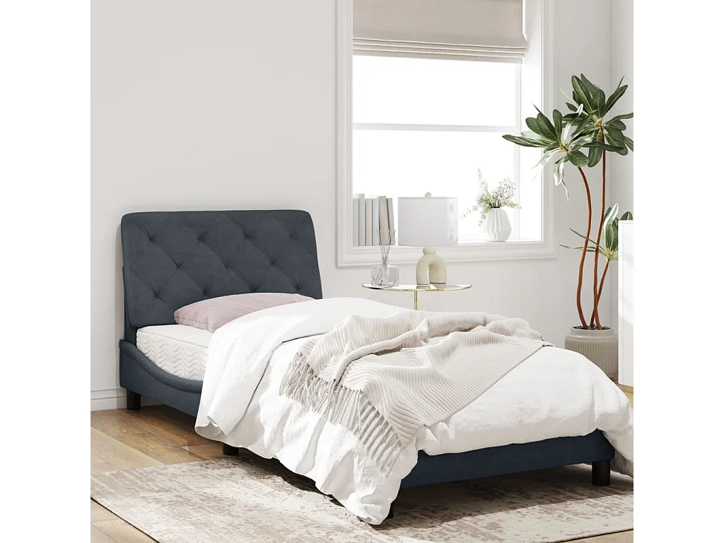 Estructura cama con luces LED terciopelo gris oscuro 90x190 cm