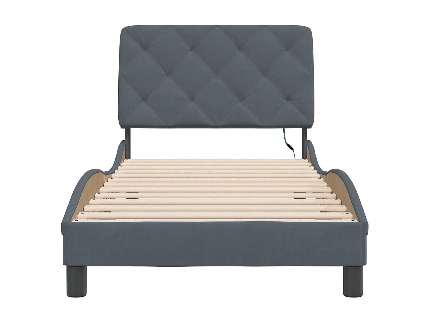 Estructura cama con luces LED terciopelo gris oscuro 90x190 cm
