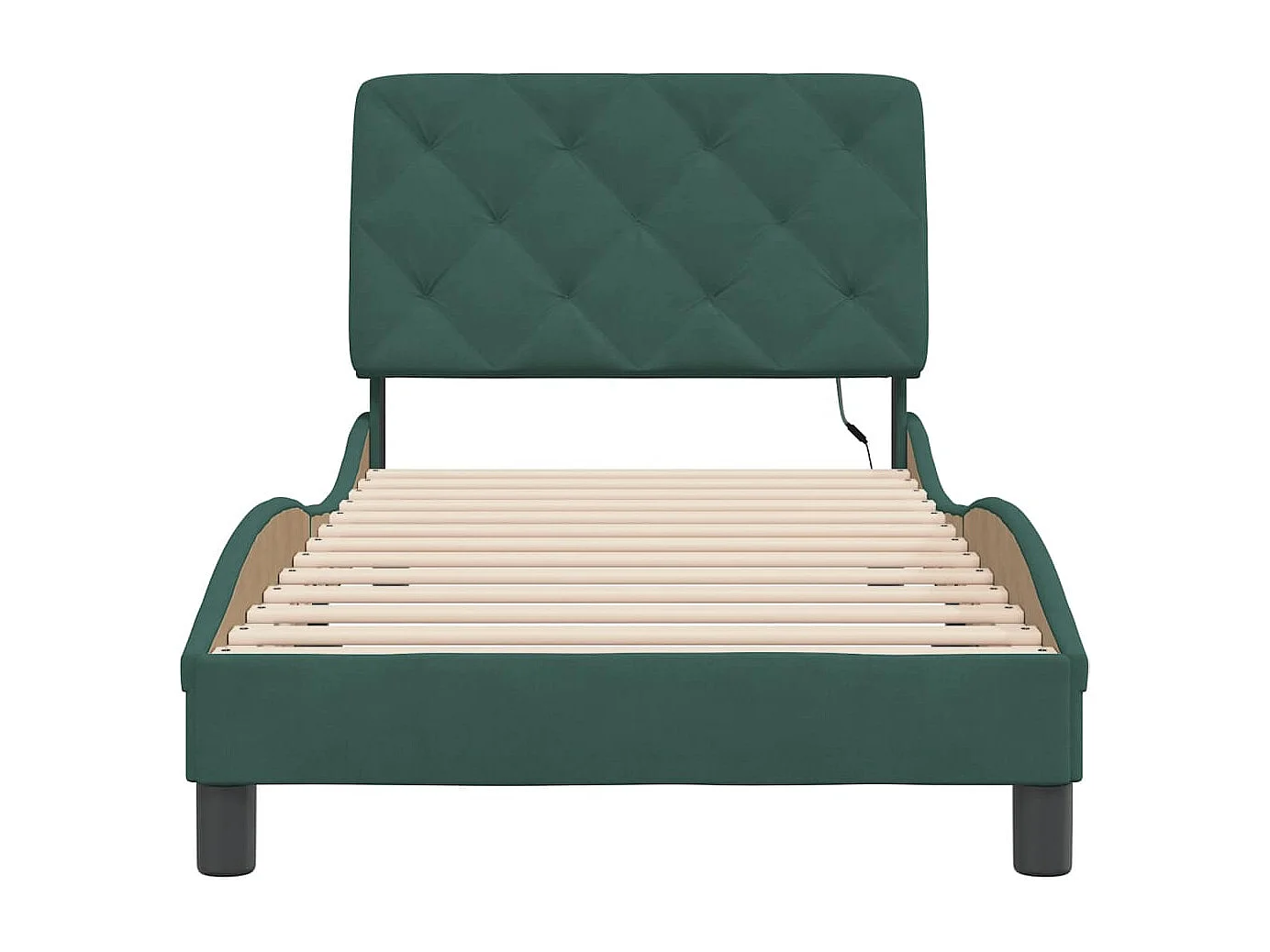 Cadre de lit avec lumières LED vert foncé 90x190 cm velours