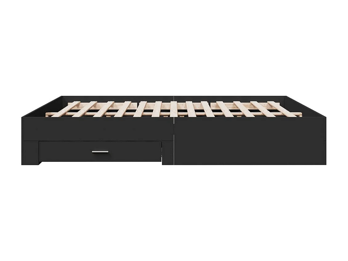 Cadre de lit avec tiroirs noir 200x200 cm bois d'ingénierie