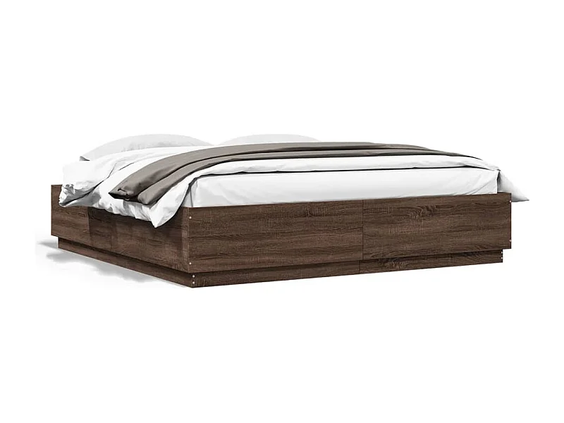 Cadre de lit chêne marron 200x200 cm bois d'ingénierie