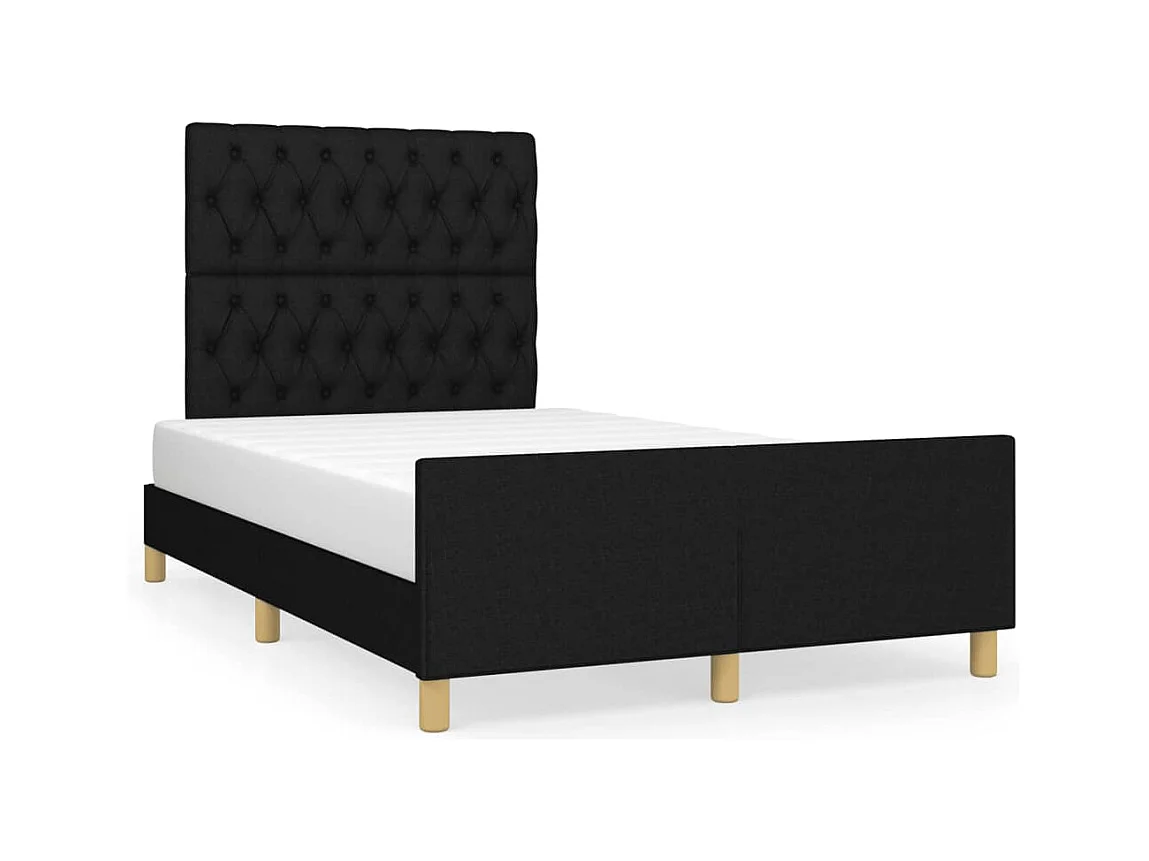 Cadre de lit avec tête de lit noir 120x190 cm tissu