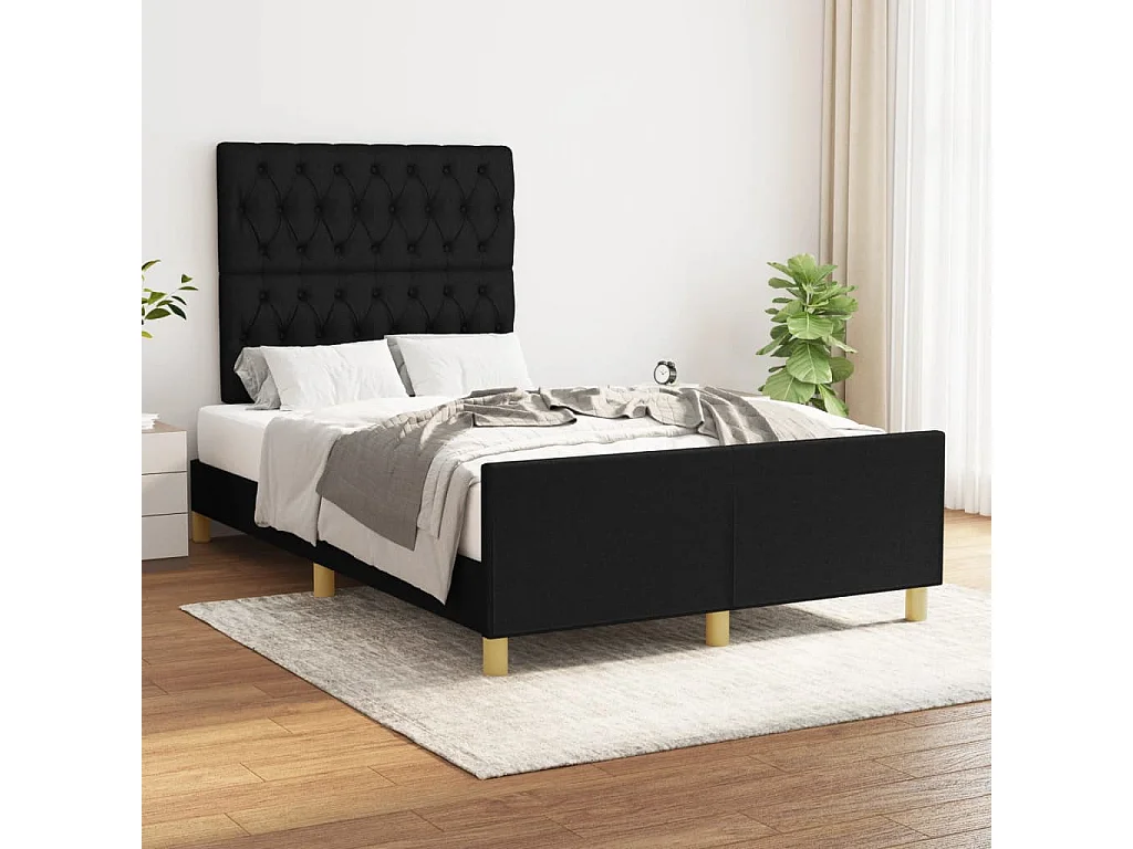 Estrutura de cama com cabeceira 120x190 cm tecido preto