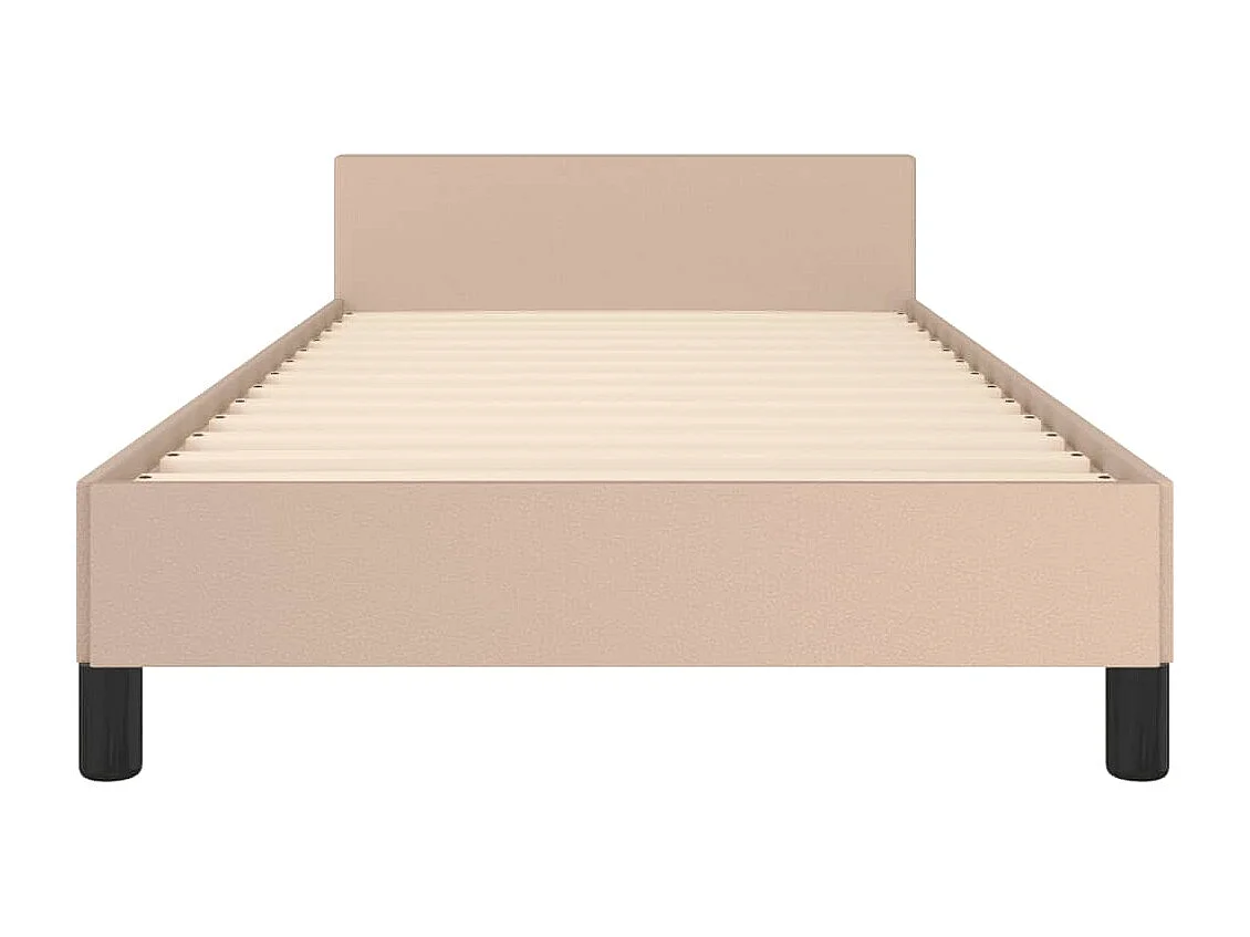 Estructura de cama cabecero cuero sintético capuchino 100x200cm