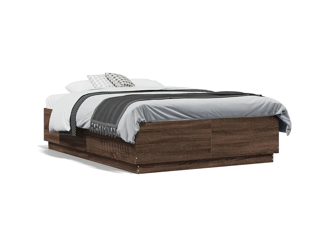 Estrutura de cama 140x190cm derivados madeira carvalho castanho