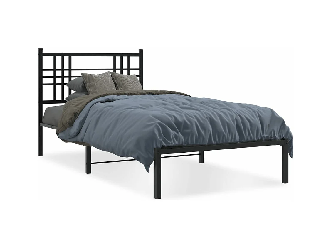 Estrutura de cama com cabeceira 90x190 cm metal preto