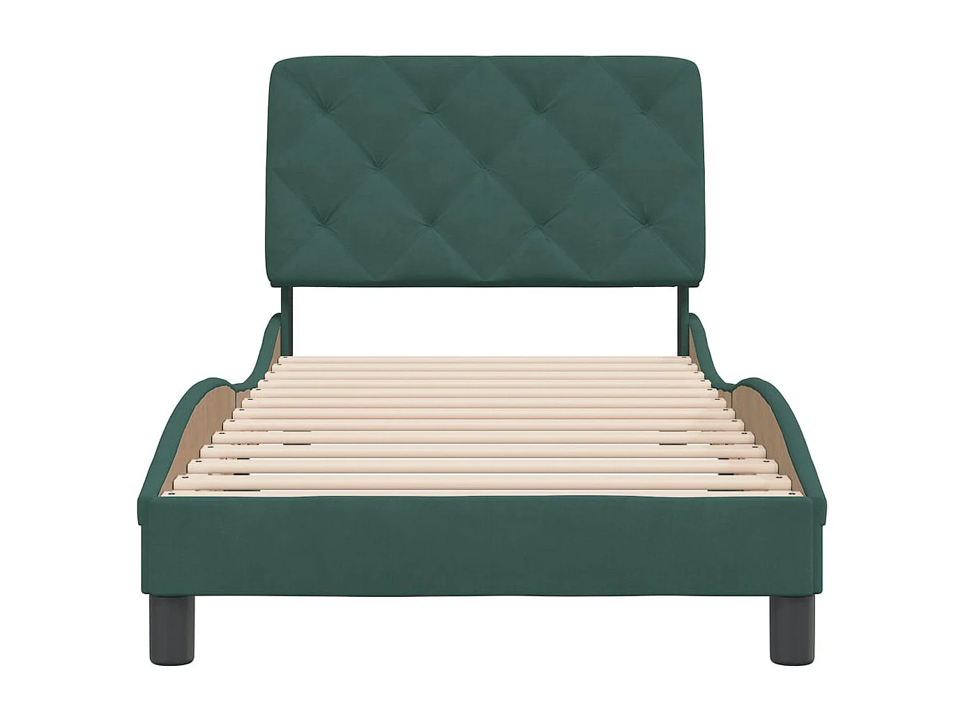 Estrutura de cama c/ cabeceira 90x190 cm veludo verde-escuro