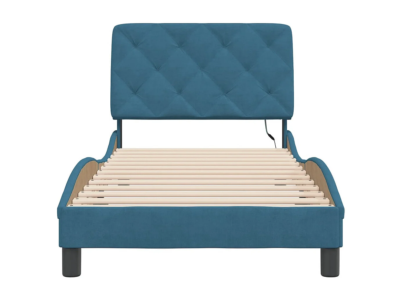 Estrutura de cama c/ luzes LED 90x200 cm veludo azul