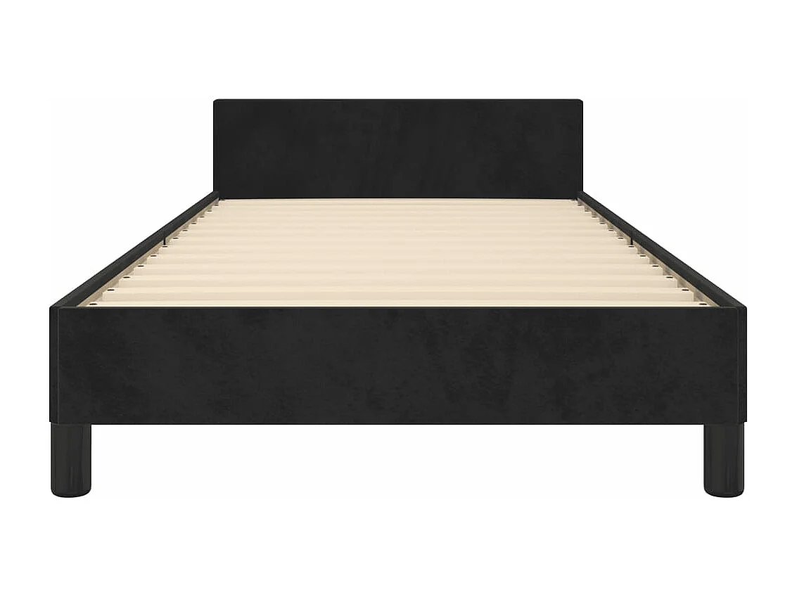 Estrutura de cama c/ cabeceira 100x200 cm veludo preto